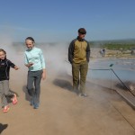 Checking out the geysers at Geysir.  We never struggled to find parking or a good view of the falls or thermal pools.