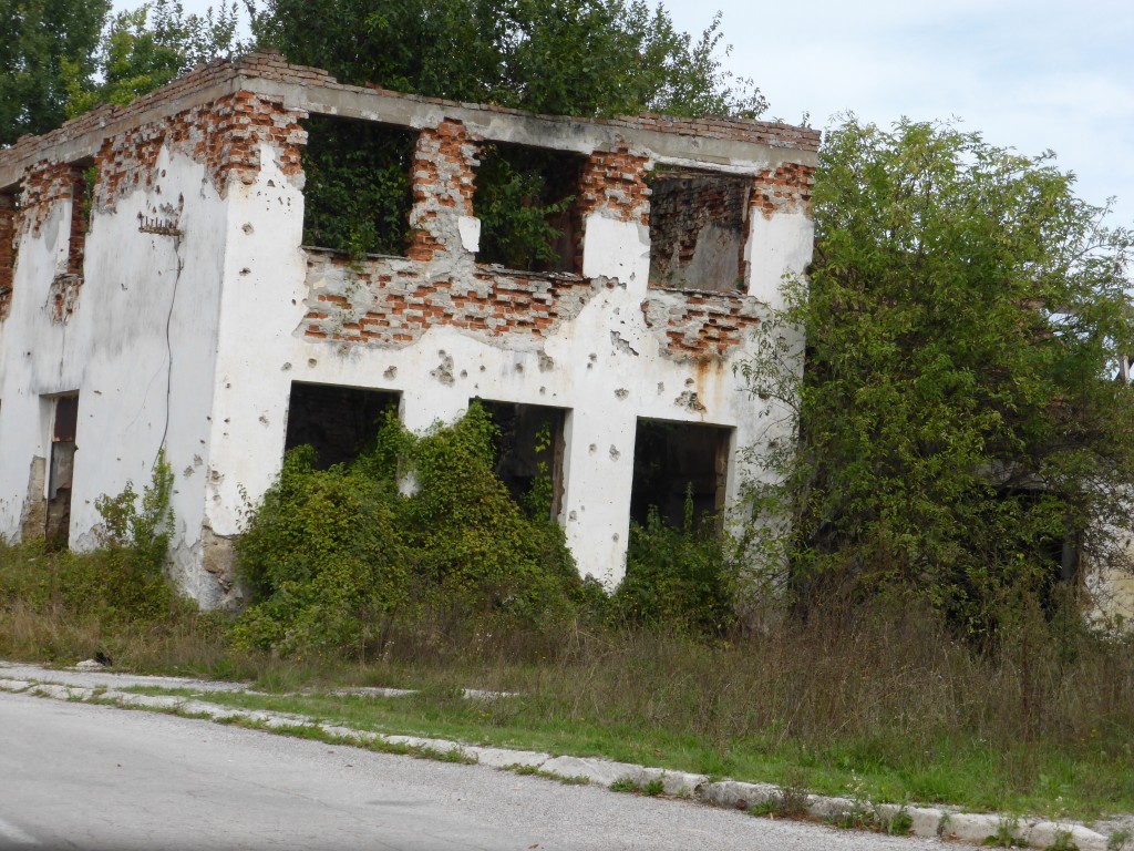 One of the buildings we saw on our detour, showing evidence of the recent war